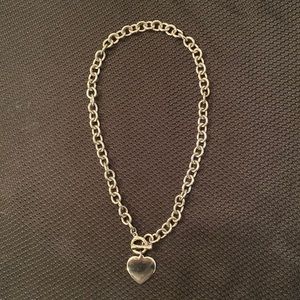 Silver heart toggle necklace